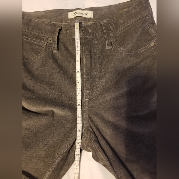 Madewell 10" High_rise Skinny 27P Color Army Green Velvet - Picture 5 of 10